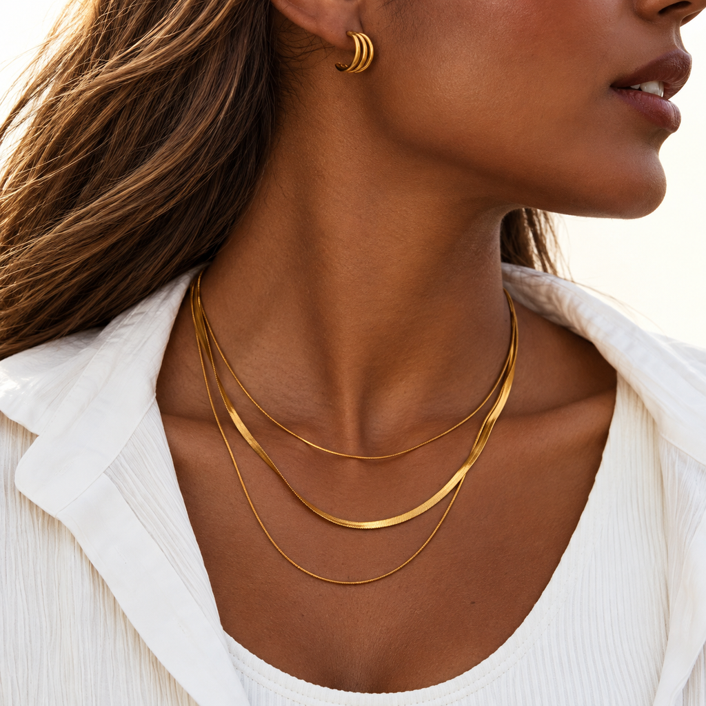 Hanne Triple Layer Snake Chain Necklace