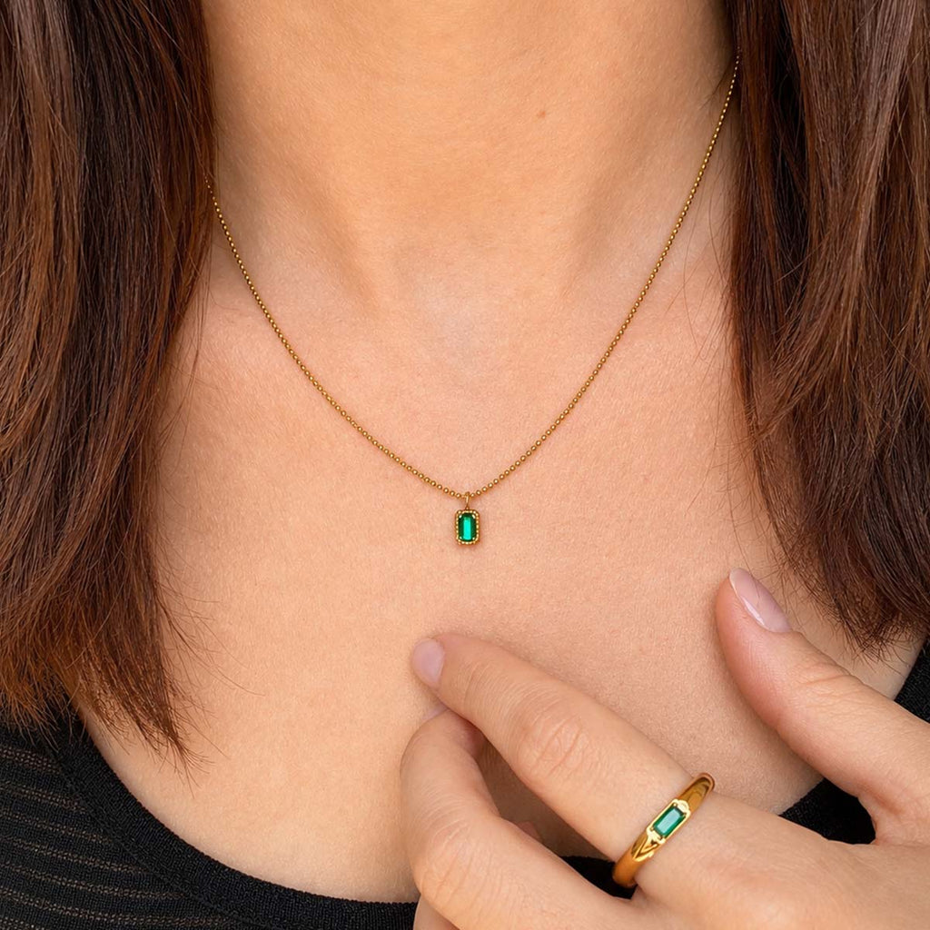 Collana con catena a palline Petra Emerald