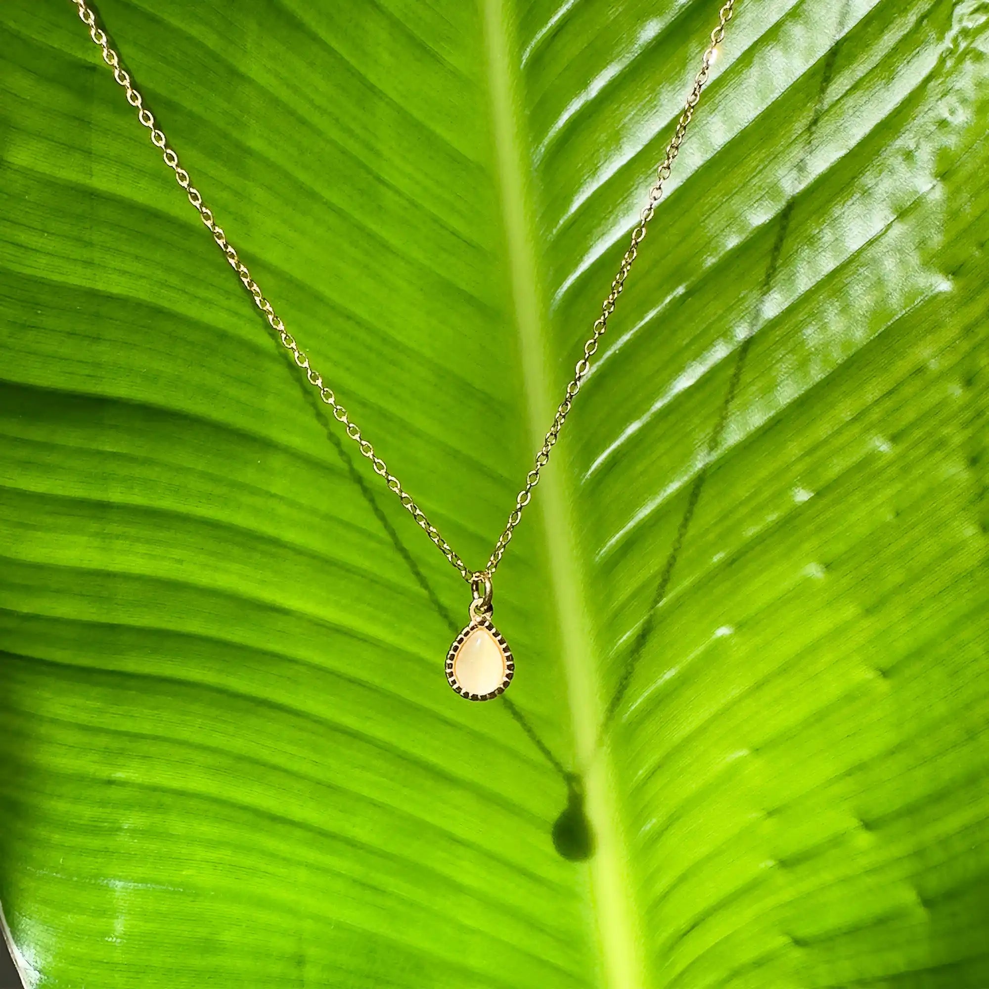Sera Teardrop Pendant Necklace gold side view — Tamola Jewellery
