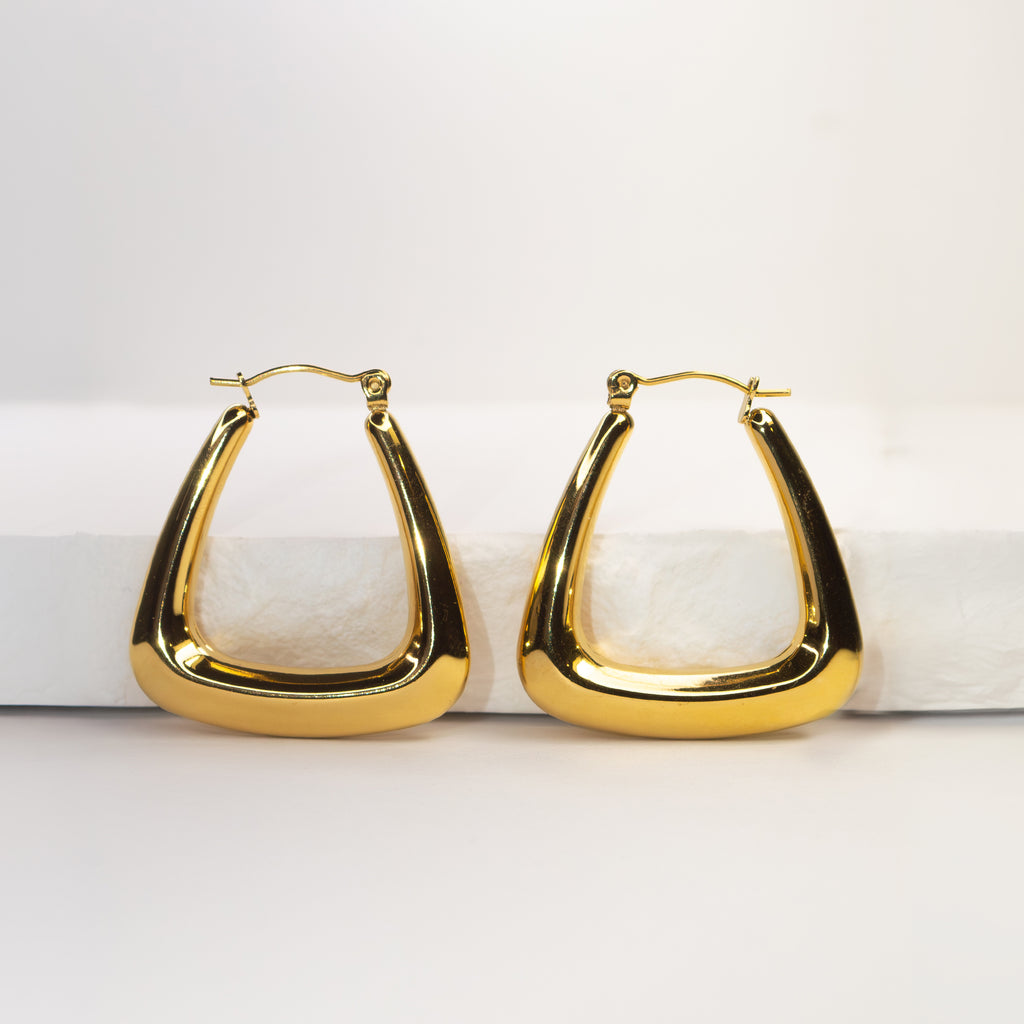 Talia Drop Hoop Earrings teardrop gold stainless steel — Tamola Jewellery