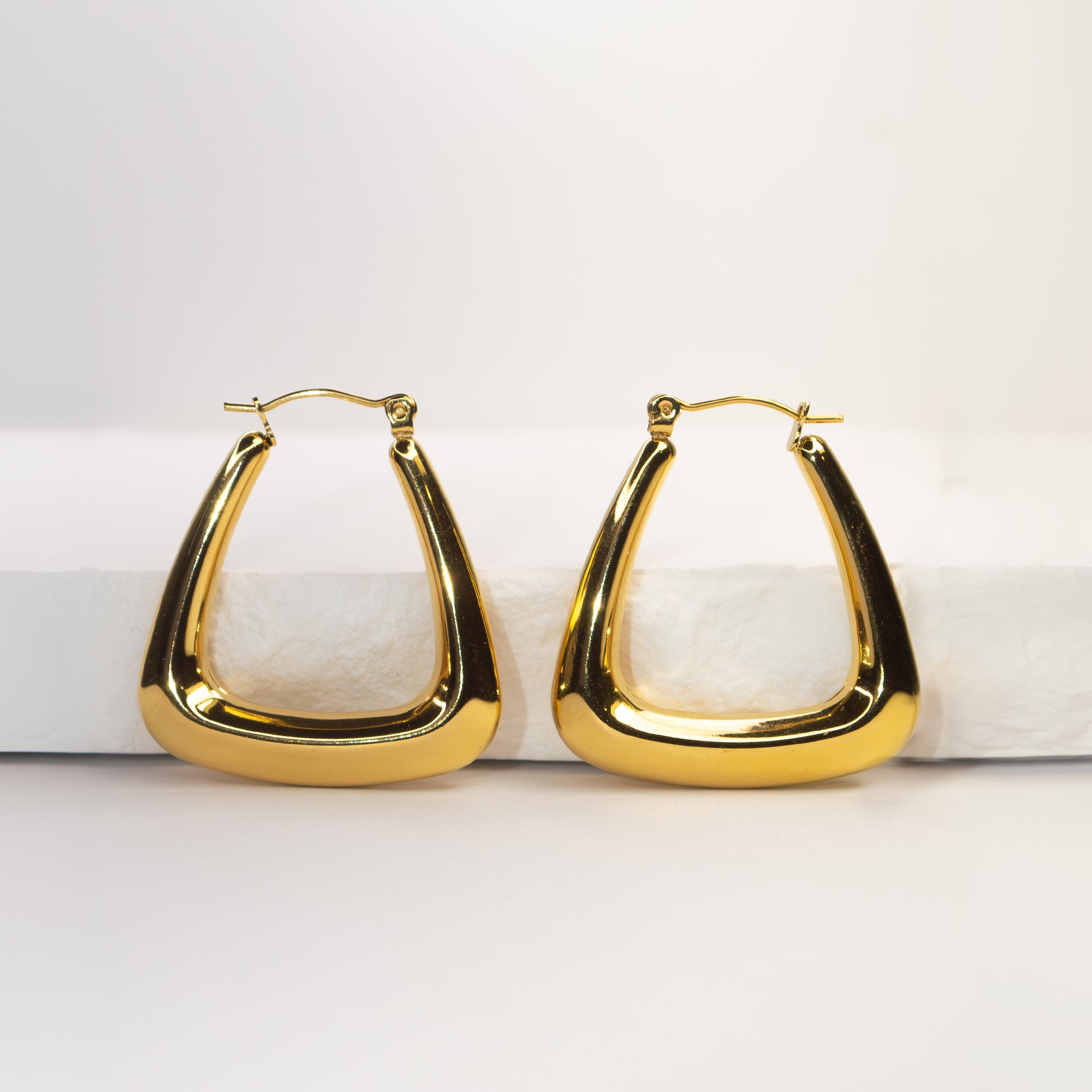 Talia Drop Hoop Earrings teardrop gold stainless steel — Tamola Jewellery